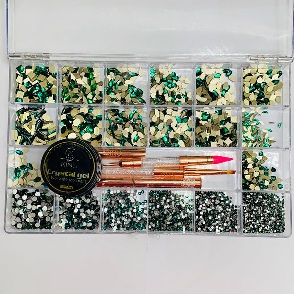 GREEN RHINESTONE BOX